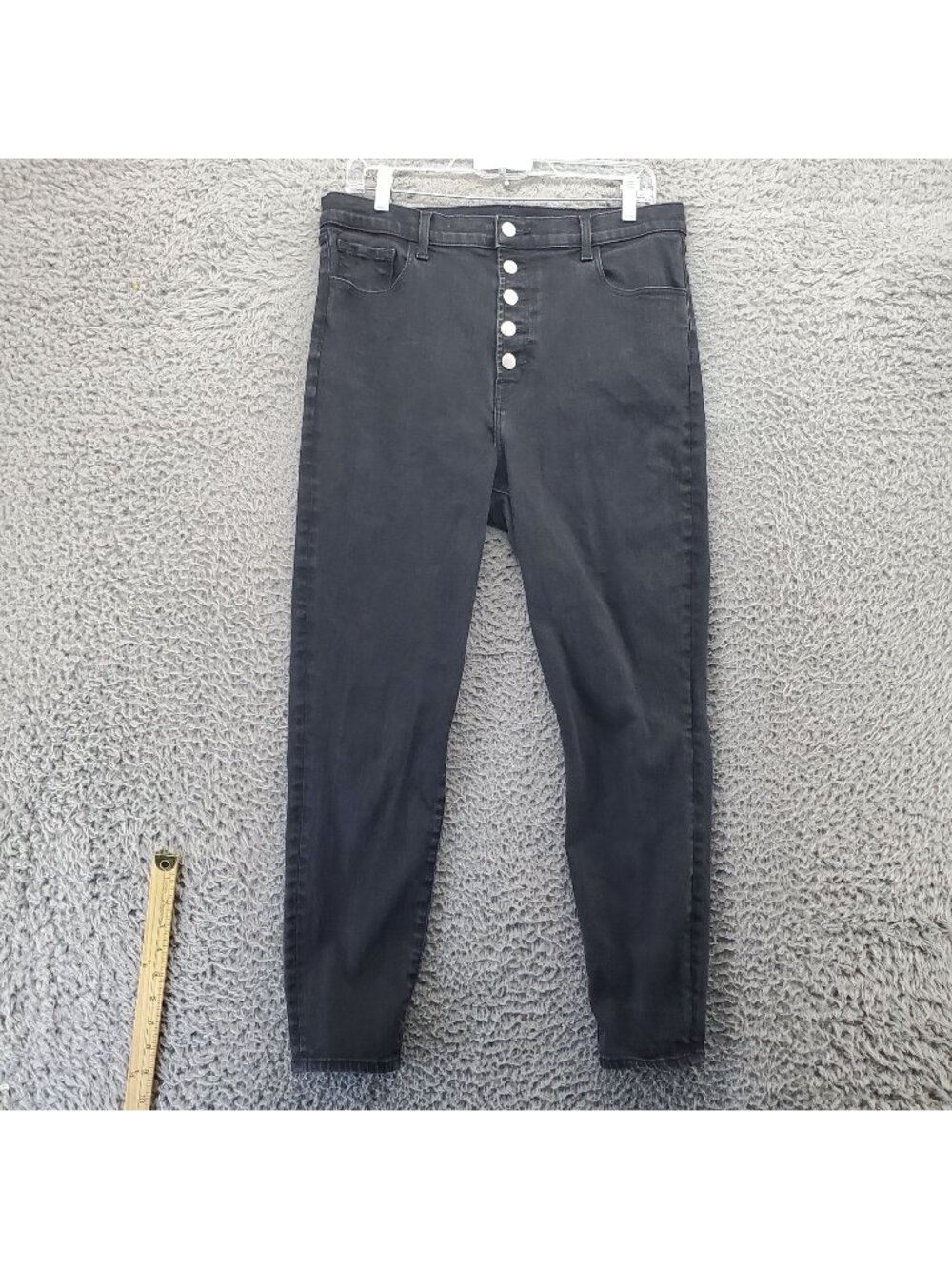 J Brand Jeans Womens Size 32 Black Lillie Button Fly Skinny Stretch Denim *Read*